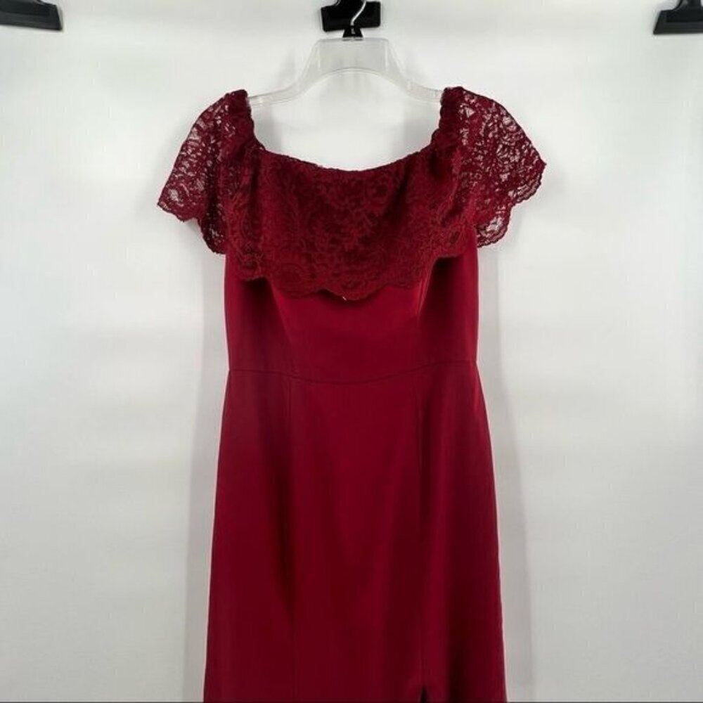 Bella Bridesmaids Maron Maxi Dress Lace Shoulder Burgundy — image 4 of 8